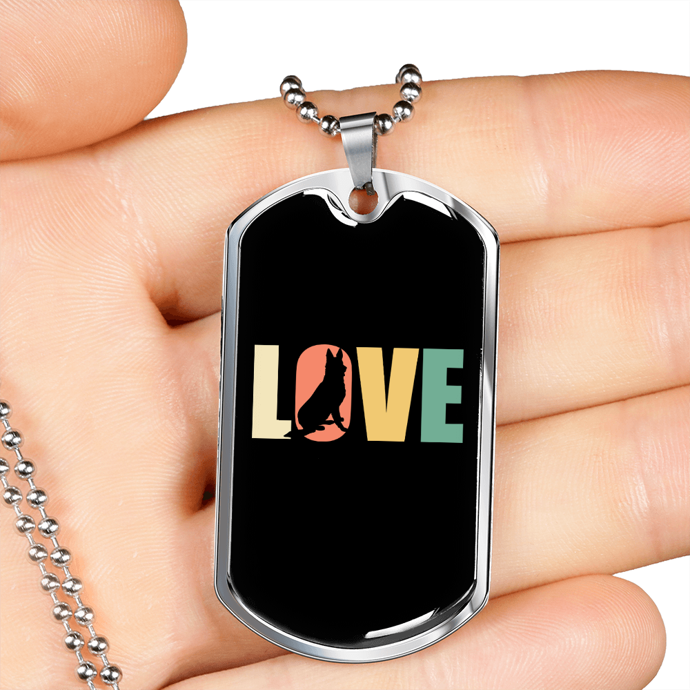 Love Dog Necklace Stainless Steel or 18k Gold Dog Tag 24" Chain-Express Your Love Gifts