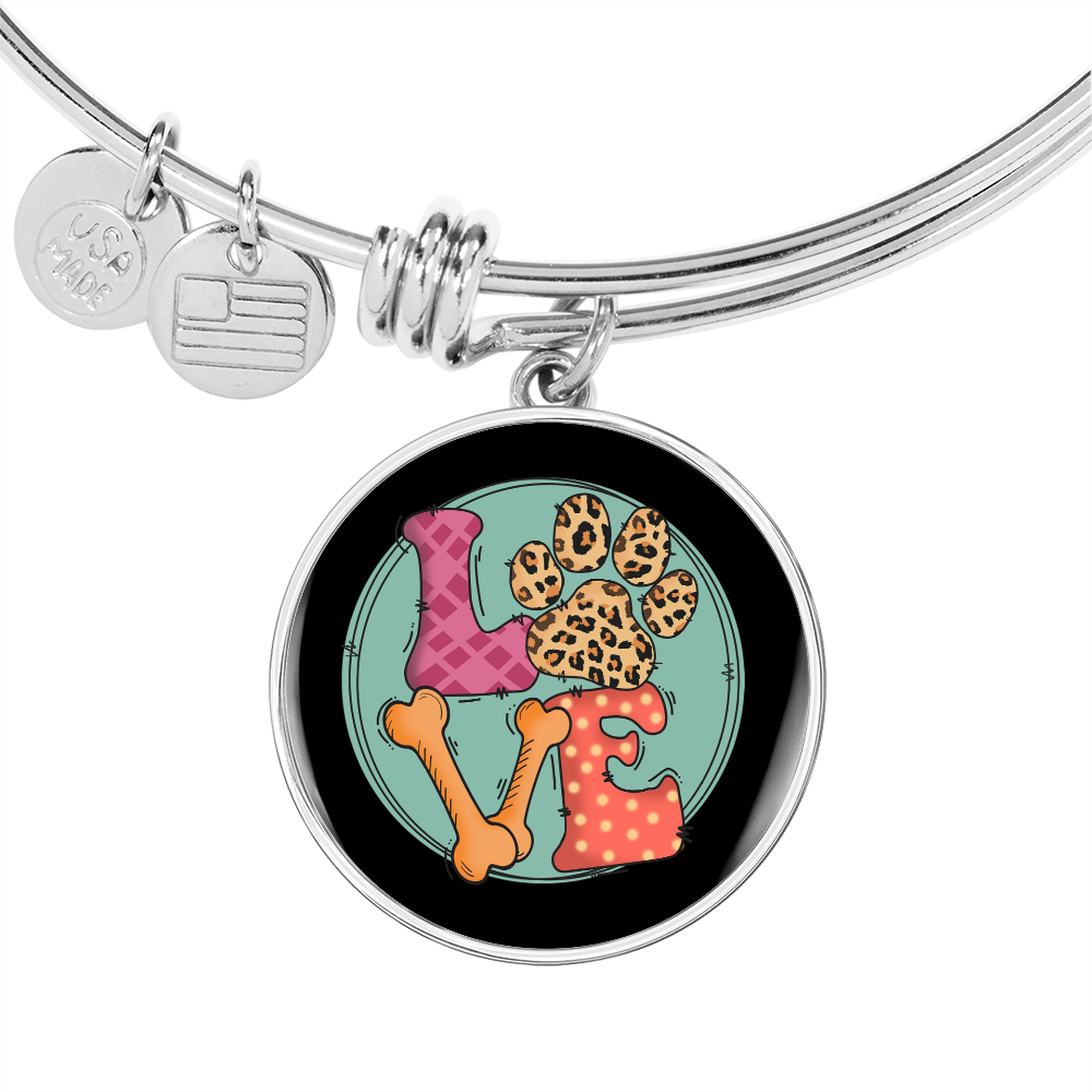 Love Dog Paw Bracelet Stainless Steel or 18k Gold Circle Bangle-Express Your Love Gifts