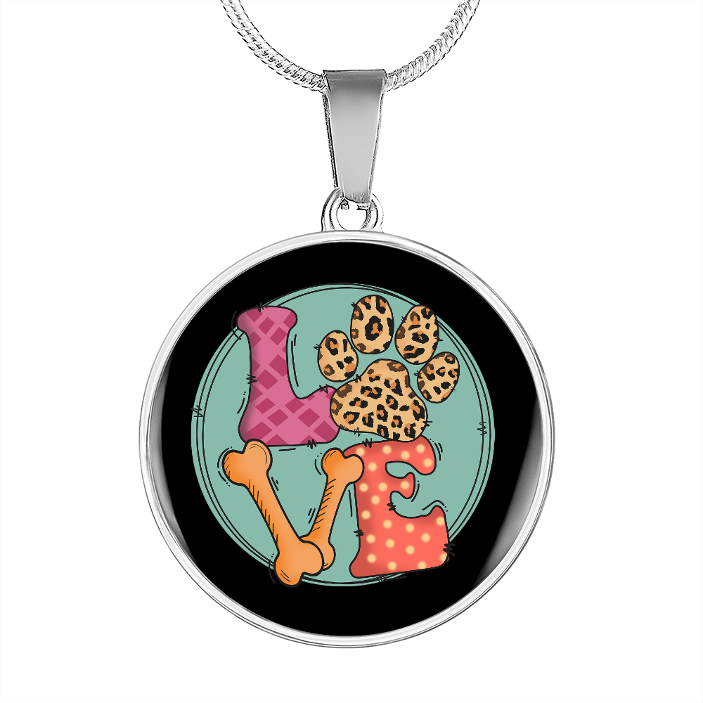 Love Dog Paw Circle Necklace Stainless Steel or 18k Gold 18-22"-Express Your Love Gifts