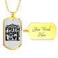Love Faith Hope Christian Necklace Stainless Steel or 18k Gold Dog Tag 24" Chain-Express Your Love Gifts