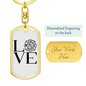 Love Fire Department Firefighter Keychain Stainless Steel or 18k Gold Dog Tag Keyring-Express Your Love Gifts