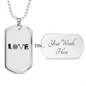 Love Firefighter Fire Department Necklace Stainless Steel or 18k Gold Dog Tag 24" Chain-Express Your Love Gifts