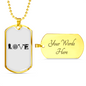 Love Firefighter Fire Department Necklace Stainless Steel or 18k Gold Dog Tag 24" Chain-Express Your Love Gifts