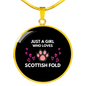 Love Fold Scottish Cat Circle Necklace Stainless Steel or 18k Gold 18-22"-Express Your Love Gifts
