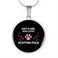 Love Fold Scottish Cat Circle Necklace Stainless Steel or 18k Gold 18-22"-Express Your Love Gifts