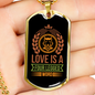 Love is a Four Legged Word Necklace Stainless Steel or 18k Gold Dog Tag 24" Chain-Express Your Love Gifts