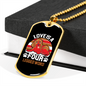 Love is a Four Legged Word Red Necklace Stainless Steel or 18k Gold Dog Tag 24" Chain-Express Your Love Gifts
