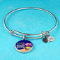 Love Is A Treasure Circle Pendant Bangle Bracelet Stainless Steel or 18k Gold-Express Your Love Gifts