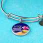 Love Is A Treasure Circle Pendant Bangle Bracelet Stainless Steel or 18k Gold-Express Your Love Gifts