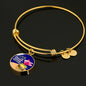 Love Is A Treasure Circle Pendant Bangle Bracelet Stainless Steel or 18k Gold-Express Your Love Gifts