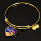 Love Is A Treasure Heart Bangle Stainless Steel or 18k Gold 18-22"-Express Your Love Gifts