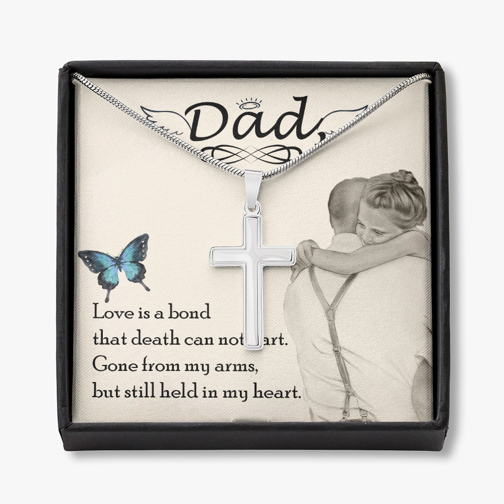 Love is Bond Dad Memorial Gift Dad Memorial Cross Necklace Sympathy Gift Loss of Father Condolence Message Card-Express Your Love Gifts