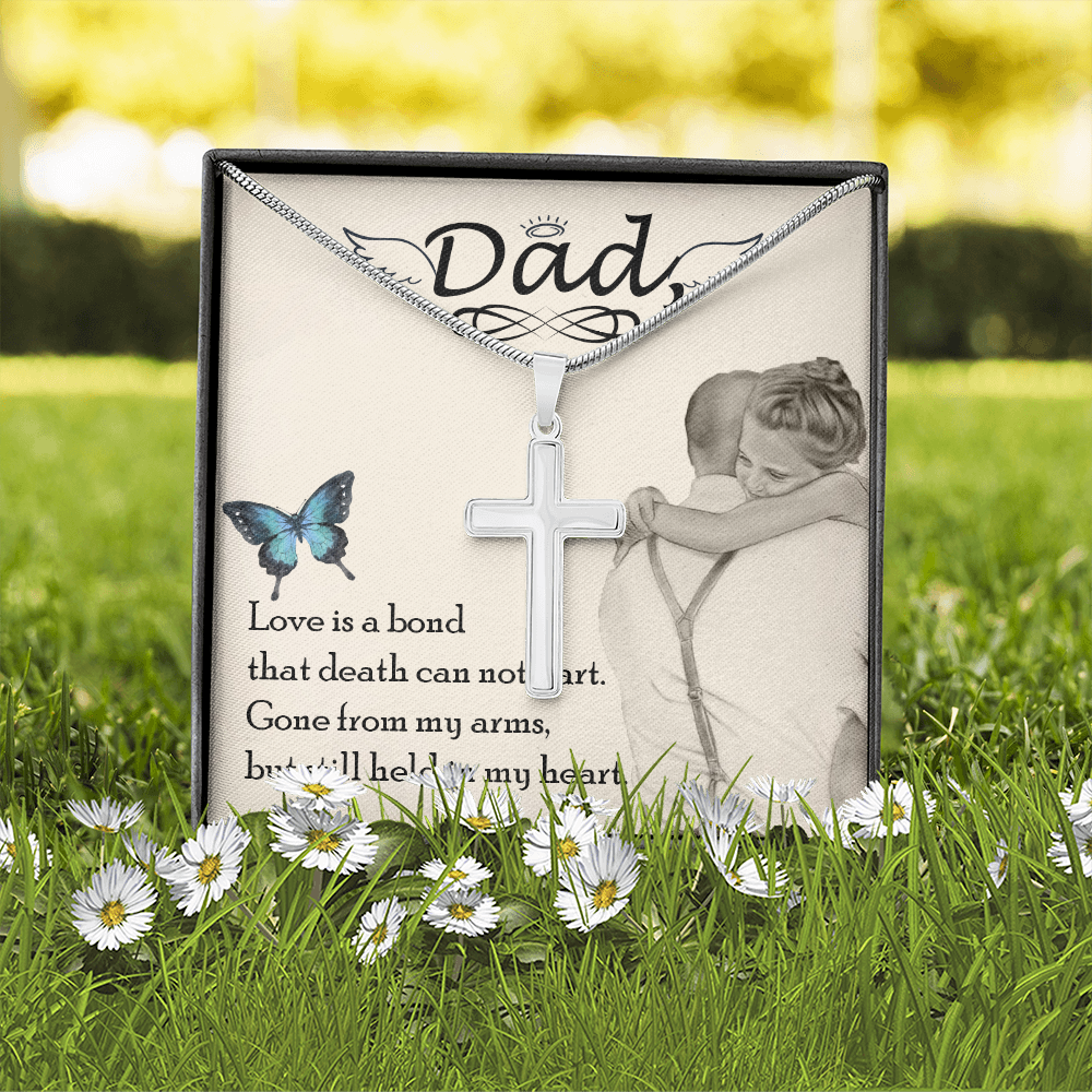Love is Bond Dad Memorial Gift Dad Memorial Cross Necklace Sympathy Gift Loss of Father Condolence Message Card-Express Your Love Gifts