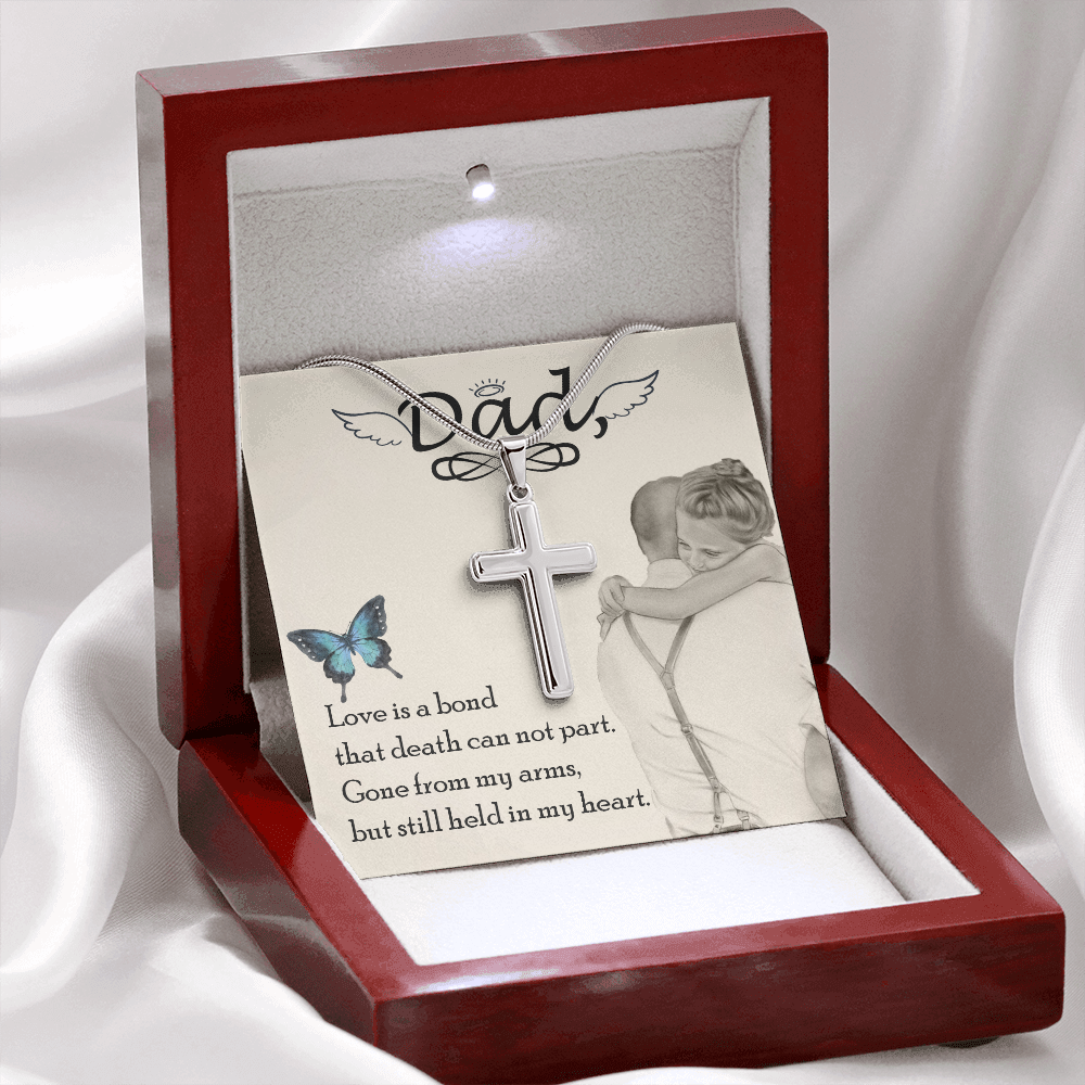Love is Bond Dad Memorial Gift Dad Memorial Cross Necklace Sympathy Gift Loss of Father Condolence Message Card-Express Your Love Gifts