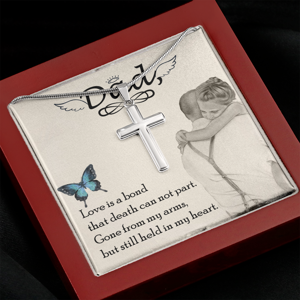 Love is Bond Dad Memorial Gift Dad Memorial Cross Necklace Sympathy Gift Loss of Father Condolence Message Card-Express Your Love Gifts