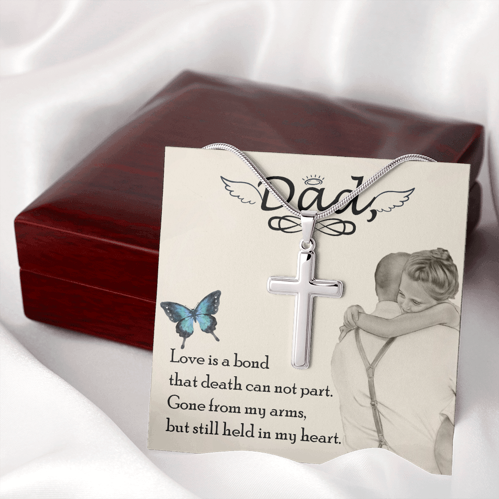 Love is Bond Dad Memorial Gift Dad Memorial Cross Necklace Sympathy Gift Loss of Father Condolence Message Card-Express Your Love Gifts