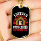 Love is Four Legged Word Red Necklace Stainless Steel or 18k Gold Dog Tag 24" Chain-Express Your Love Gifts