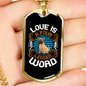 Love is Four Legged Word White Necklace Stainless Steel or 18k Gold Dog Tag 24" Chain-Express Your Love Gifts