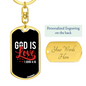 Love Is God 1 John 14:16 Christian Keychain Stainless Steel or 18k Gold Dog Tag Keyring-Express Your Love Gifts