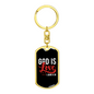 Love Is God 1 John 14:16 Christian Keychain Stainless Steel or 18k Gold Dog Tag Keyring-Express Your Love Gifts
