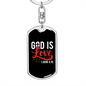 Love Is God 1 John 14:16 Christian Keychain Stainless Steel or 18k Gold Dog Tag Keyring-Express Your Love Gifts