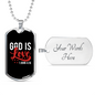 Love Is God Christian Necklace Stainless Steel or 18k Gold Dog Tag 24" Chain-Express Your Love Gifts