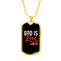 Love Is God Christian Necklace Stainless Steel or 18k Gold Dog Tag 24" Chain-Express Your Love Gifts