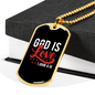 Love Is God Christian Necklace Stainless Steel or 18k Gold Dog Tag 24" Chain-Express Your Love Gifts