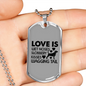Love is Wet Noses Necklace Stainless Steel or 18k Gold Dog Tag 24" Chain-Express Your Love Gifts