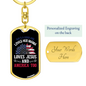 Love Jesus and America Too Christian Keychain Stainless Steel or 18k Gold Dog Tag Keyring-Express Your Love Gifts