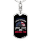 Love Jesus and America Too Christian Keychain Stainless Steel or 18k Gold Dog Tag Keyring-Express Your Love Gifts