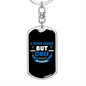 Love Jesus But Cuss Christian Keychain Stainless Steel or 18k Gold Dog Tag Keyring-Express Your Love Gifts