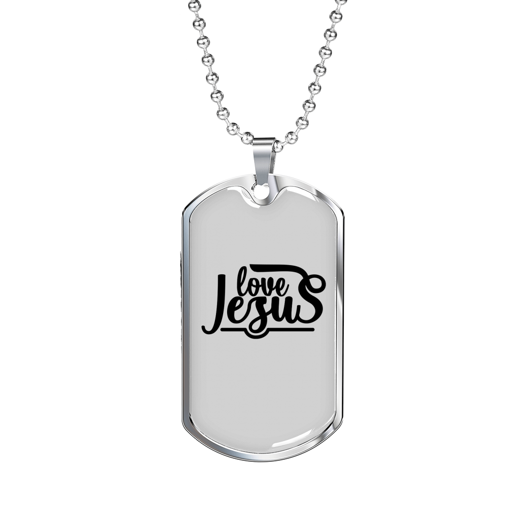 Love Jesus Christian Necklace Stainless Steel or 18k Gold Dog Tag 24" Chain-Express Your Love Gifts