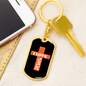 Love Jesus Cross Keychain Stainless Steel or 18k Gold Dog Tag Keyring-Express Your Love Gifts