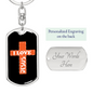 Love Jesus Cross Keychain Stainless Steel or 18k Gold Dog Tag Keyring-Express Your Love Gifts