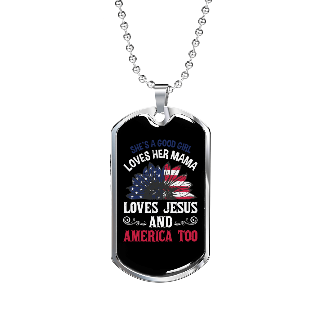 Love Jesus Necklace Stainless Steel or 18k Gold Dog Tag 24" Chain-Express Your Love Gifts