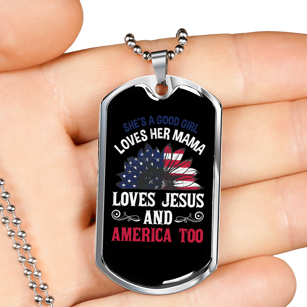 Love Jesus Necklace Stainless Steel or 18k Gold Dog Tag 24" Chain-Express Your Love Gifts