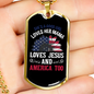 Love Jesus Necklace Stainless Steel or 18k Gold Dog Tag 24" Chain-Express Your Love Gifts