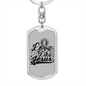 Love Like Jesus Cross Christian Keychain Stainless Steel or 18k Gold Dog Tag Keyring-Express Your Love Gifts