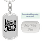 Love Like Jesus Design Christian Keychain Stainless Steel or 18k Gold Dog Tag Keyring-Express Your Love Gifts