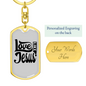 Love Like Jesus Design Christian Keychain Stainless Steel or 18k Gold Dog Tag Keyring-Express Your Love Gifts