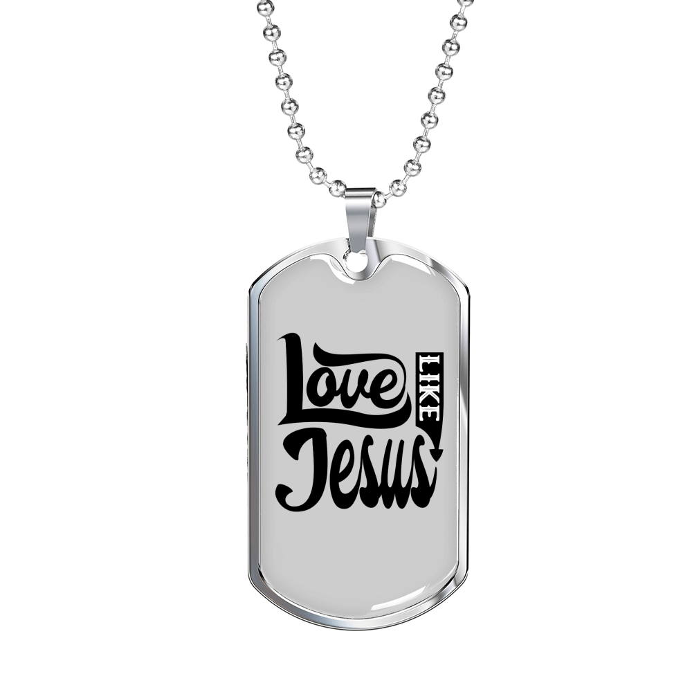 Love Like Jesus Design Christian Necklace Stainless Steel or 18k Gold Dog Tag 24" Chain-Express Your Love Gifts