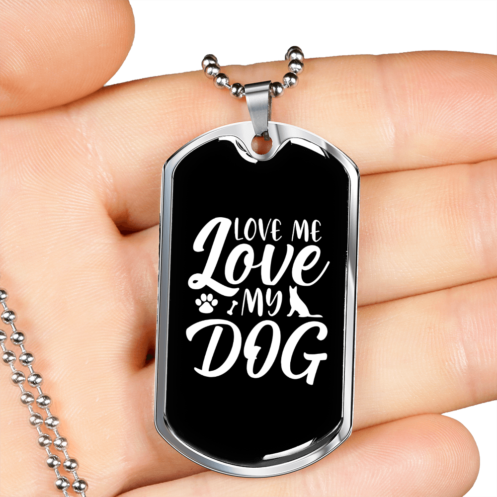 Love Me Necklace Stainless Steel or 18k Gold Dog Tag 24" Chain-Express Your Love Gifts