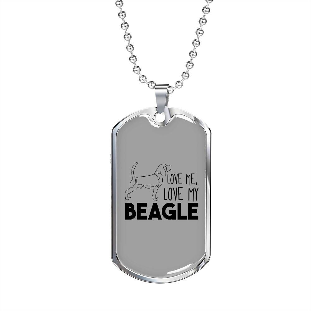 Love My Beagle Necklace Stainless Steel or 18k Gold Dog Tag 24" Chain-Express Your Love Gifts