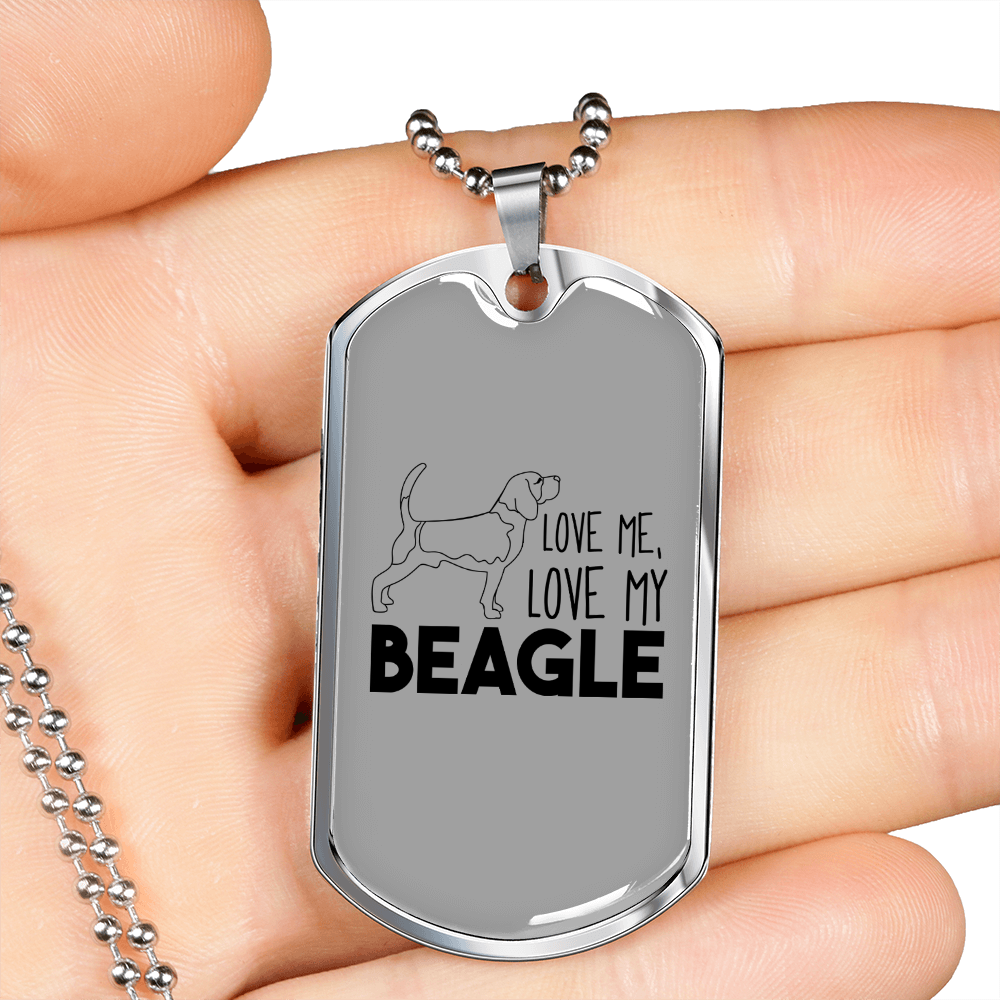 Love My Beagle Necklace Stainless Steel or 18k Gold Dog Tag 24" Chain-Express Your Love Gifts