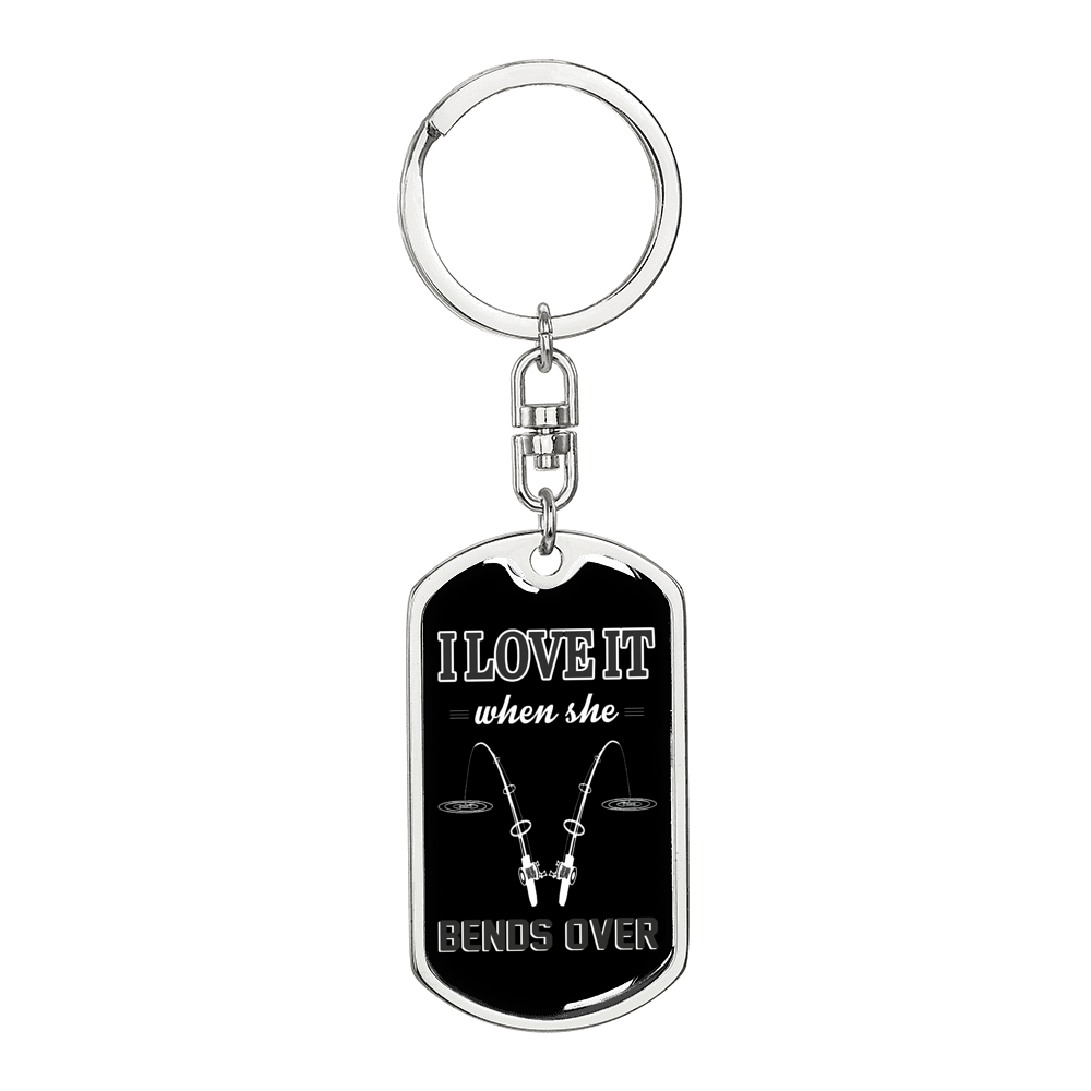 Love My Poles Fishing Keychain Stainless Steel or 18k Gold Dog Tag Keyring-Express Your Love Gifts