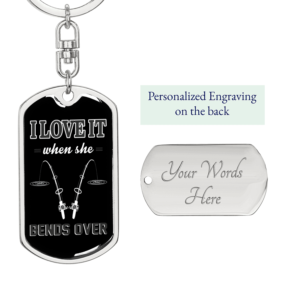 Love My Poles Fishing Keychain Stainless Steel or 18k Gold Dog Tag Keyring-Express Your Love Gifts
