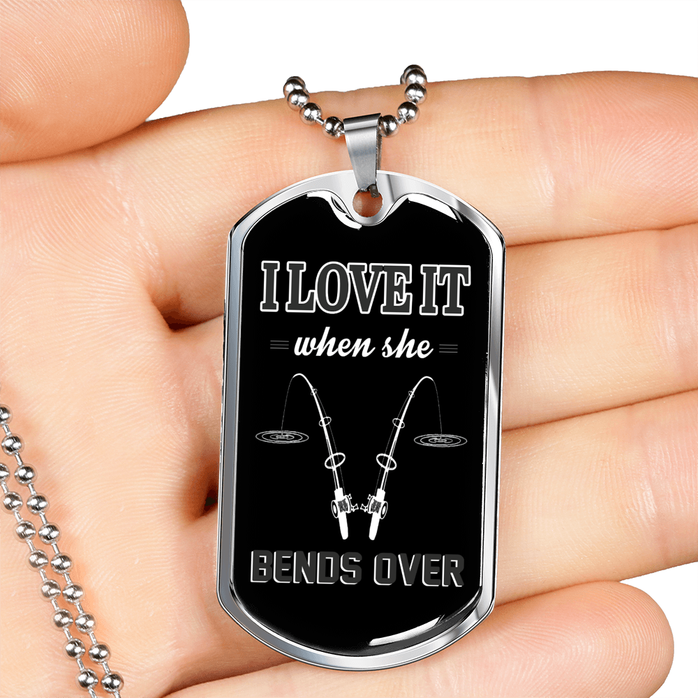 Love My Poles Fishing Necklace Stainless Steel or 18k Gold Dog Tag 24" Chain-Express Your Love Gifts