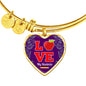 Love My Students Teacher Heart Bangle Stainless Steel or 18k Gold 18-22"-Express Your Love Gifts