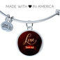 Love Never Ends Circle Pendant Bangle Stainless Steel or 18k Gold 18-22"-Express Your Love Gifts